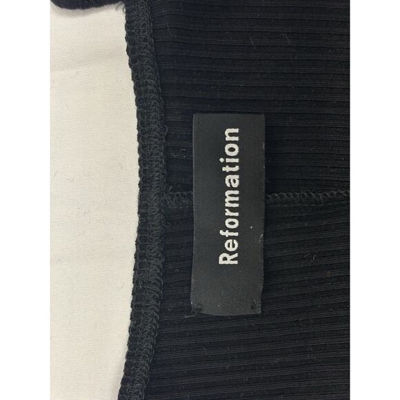 Reformation Ruffle Strap Bodysuit Ribbed Black Size S Coquette Whimsygoth - Picture 4 of 7